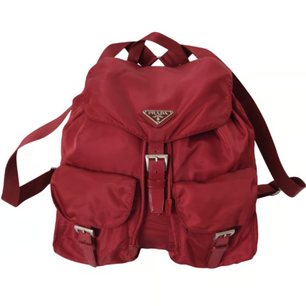 Red Vela Nylon Prada Backpack